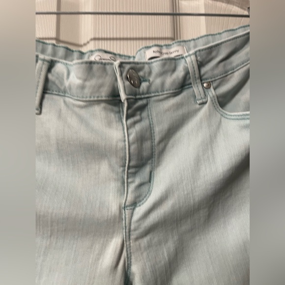 JESSICA SIMPSON Rolled Crop Light Blue/Green Jeans Size 14/32 - Picture 5 of 8